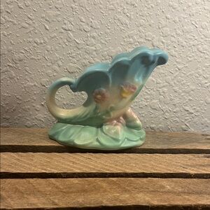 Pastel Floral Ceramic Candle Holder- Mint Green and blue and pink